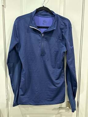 Nike Pro Hyperwarm Men's Dri-FIT 1/4 Zip Pullover Training Top Blue